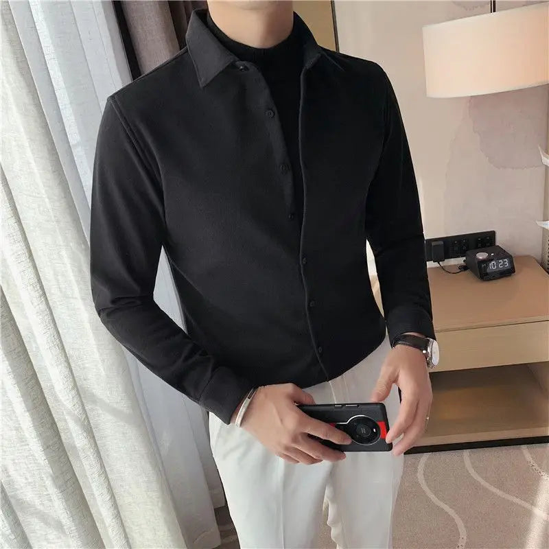 Solid Button Casual Long Sleeve Shirt