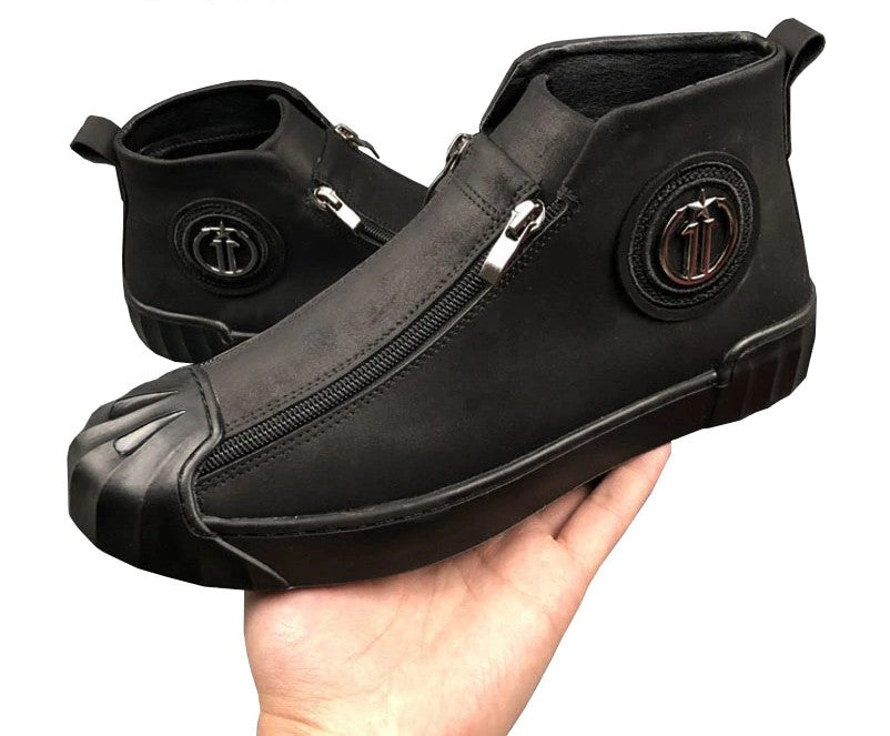 Rubber Toe with Double Zipper Men Casual Shoes