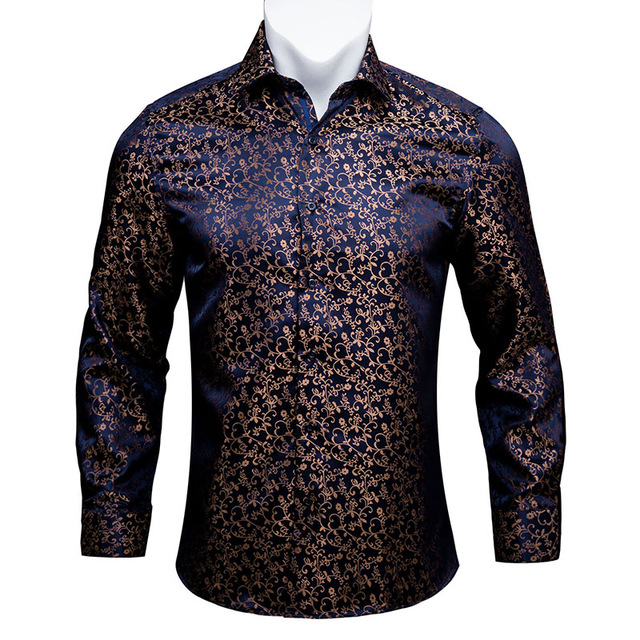Paisley Jacquard Embossed Chemise à manches longues pour hommes