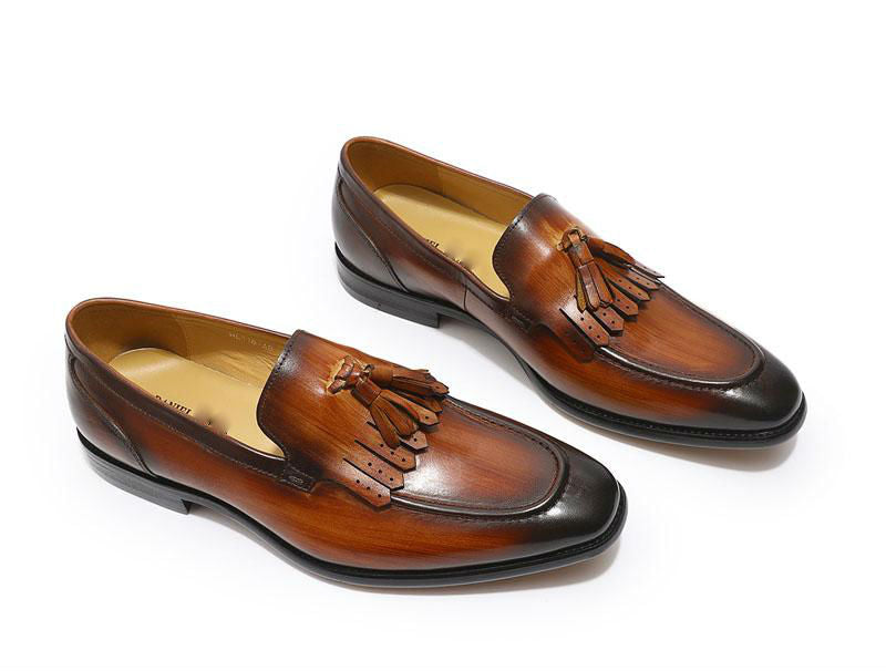 Gradient Color Italian Style Tasseled Men Loafers Shoes