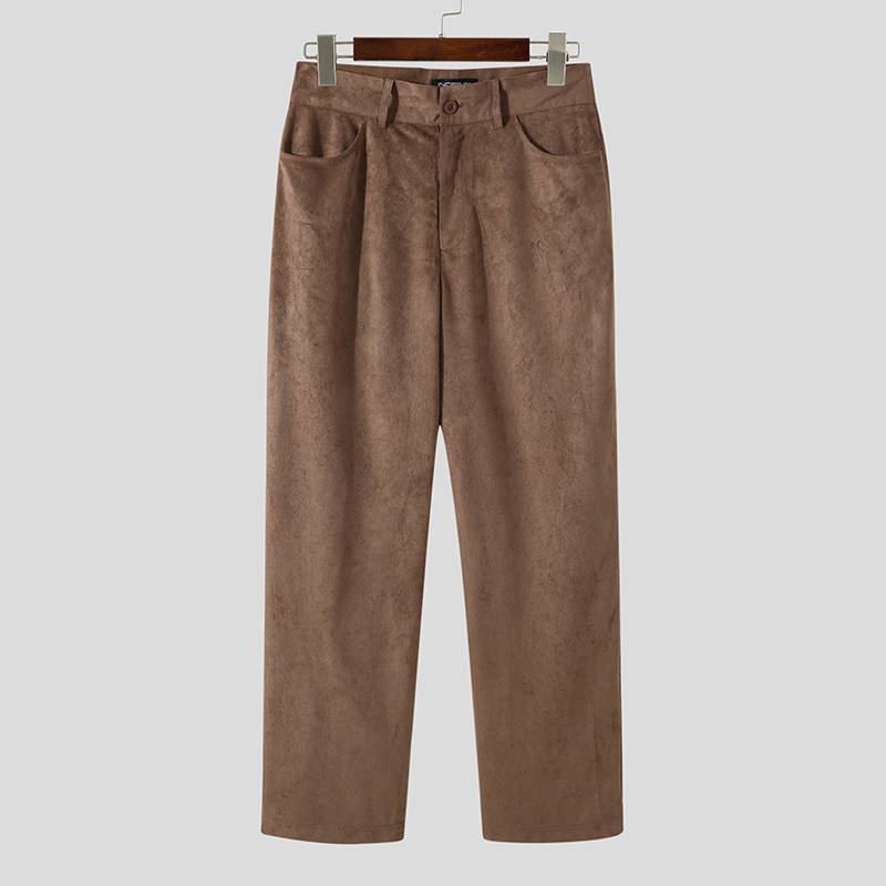 Pantalón de gamuza sintética de color liso