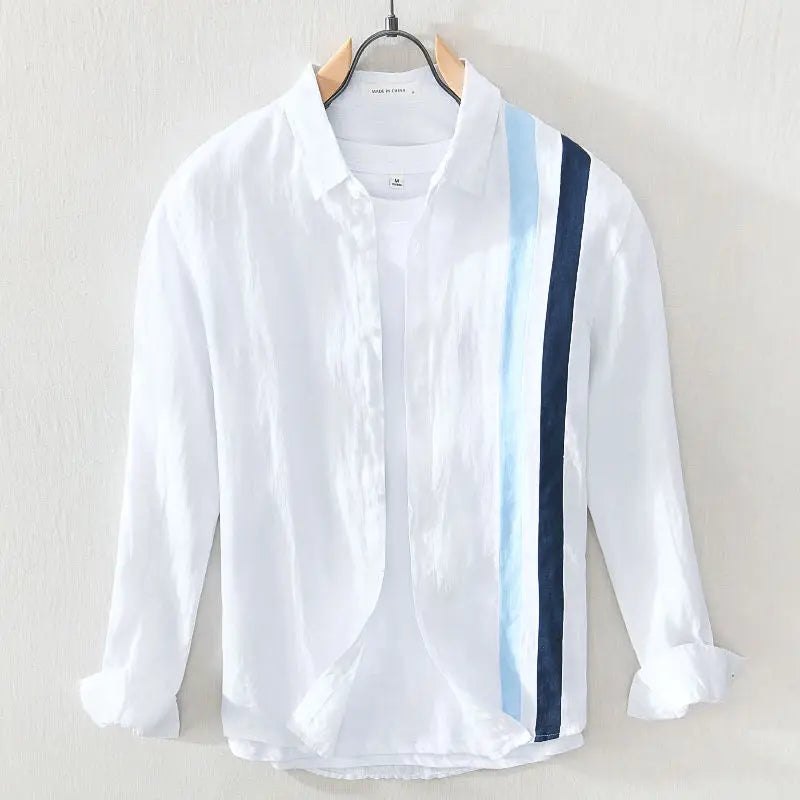 Loose Spliced Polyester Long-Sleeved Shirt