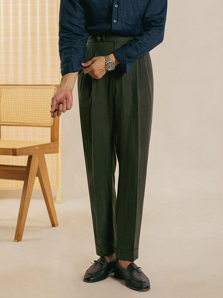 Linen Retro Casual High Waist Trousers