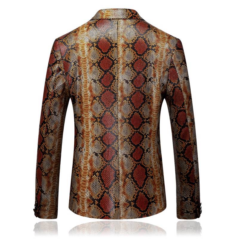 Casual Serpentine Printed Stage Costume Men Blazer