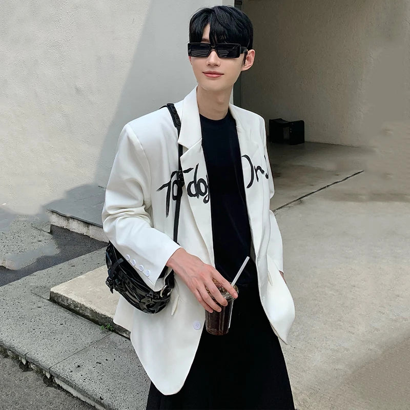 Shoulder Padded Casual Letter Blazer