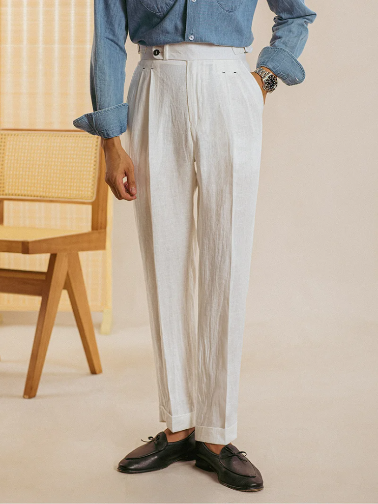 Linen Retro Casual High Waist Trousers