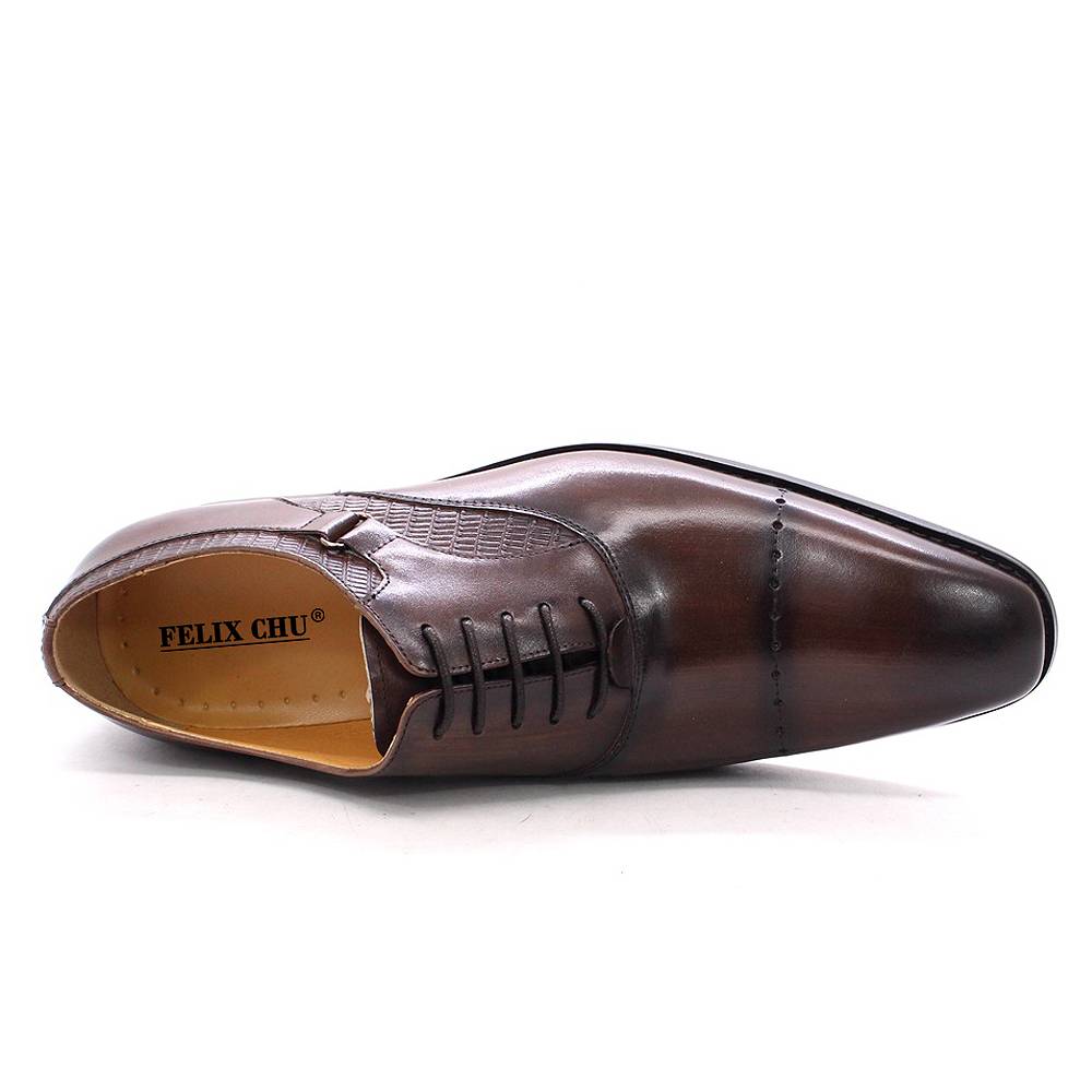 Oxfords Genuine Leather Cap Top Shoes