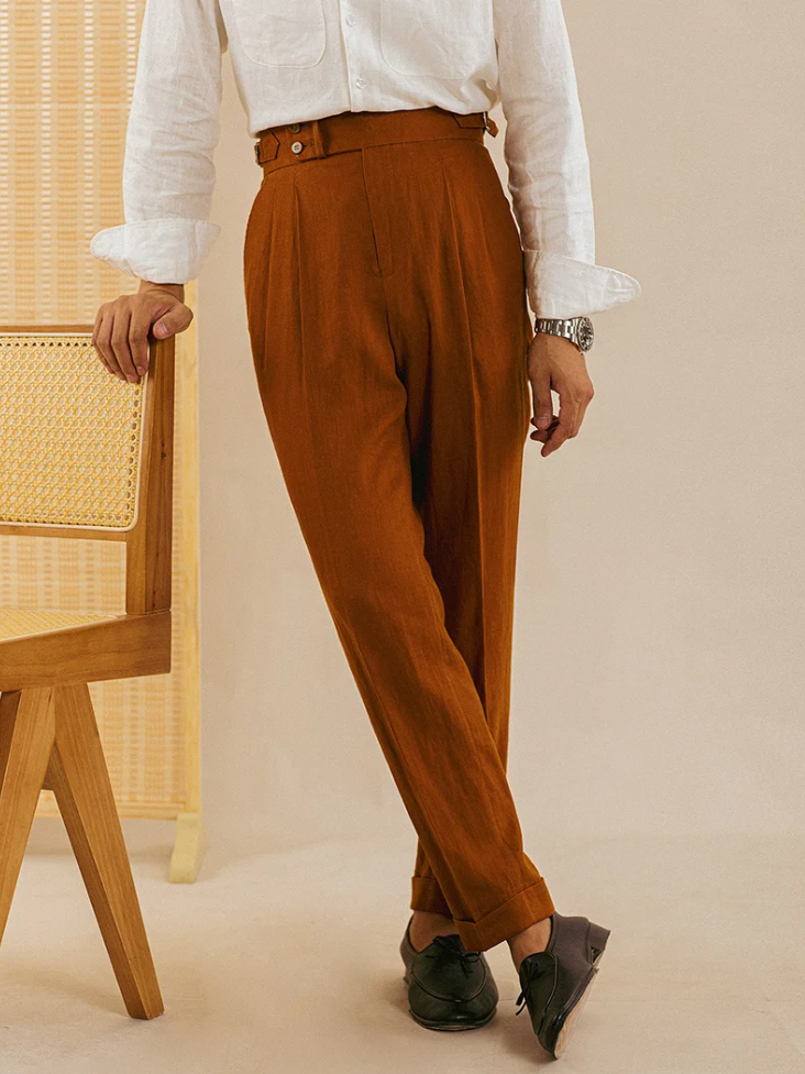 Linen Retro Casual High Waist Trousers