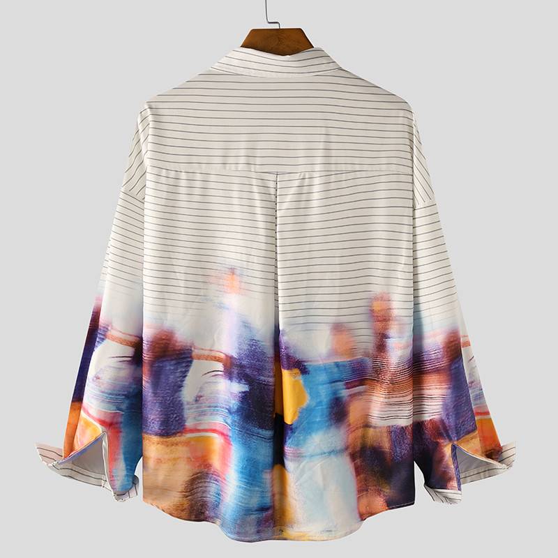 Stripe to Colorful Abstract Long-Sleeved Shirts