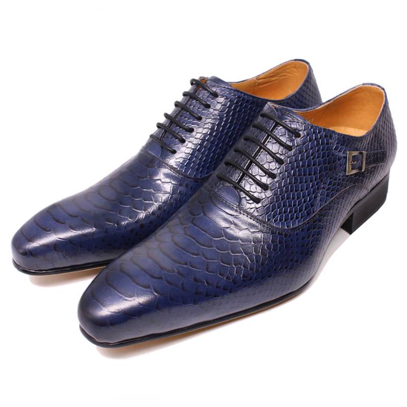 Snake Skin Pattern Leather Pointed Tor Men Oxford Shoes