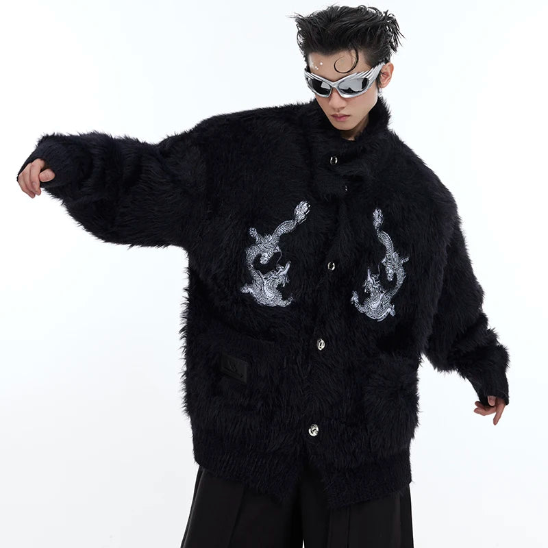 Casual Mink-like Hair Turtleneck Cardigan