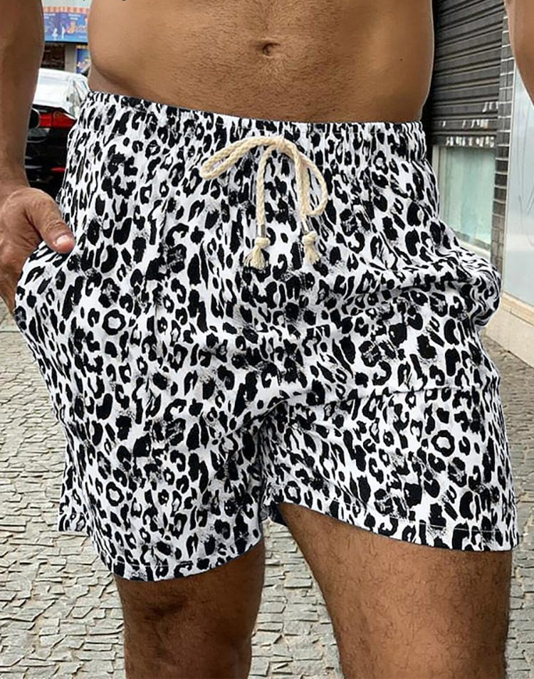 B&W Leopard Print Short Shirt Set