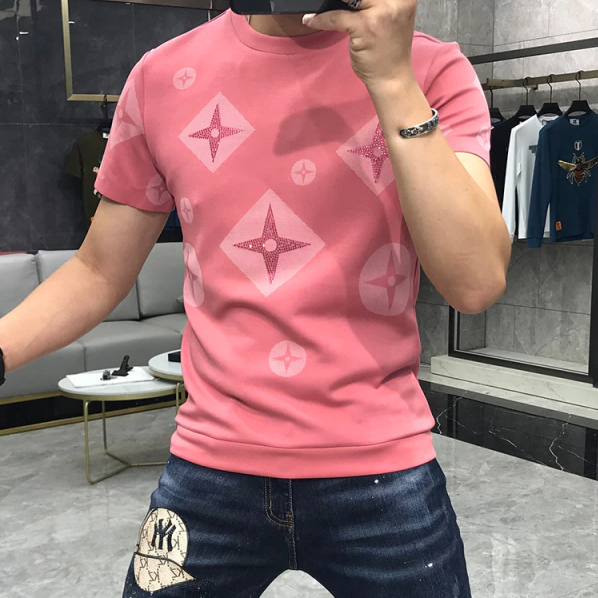 Mono Color Star Geometric Patterned T-Shirt