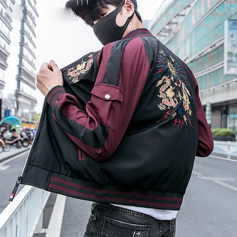 Chinese Dragon Embroidery Hip Hop Style Men Jacket - FanFreakz