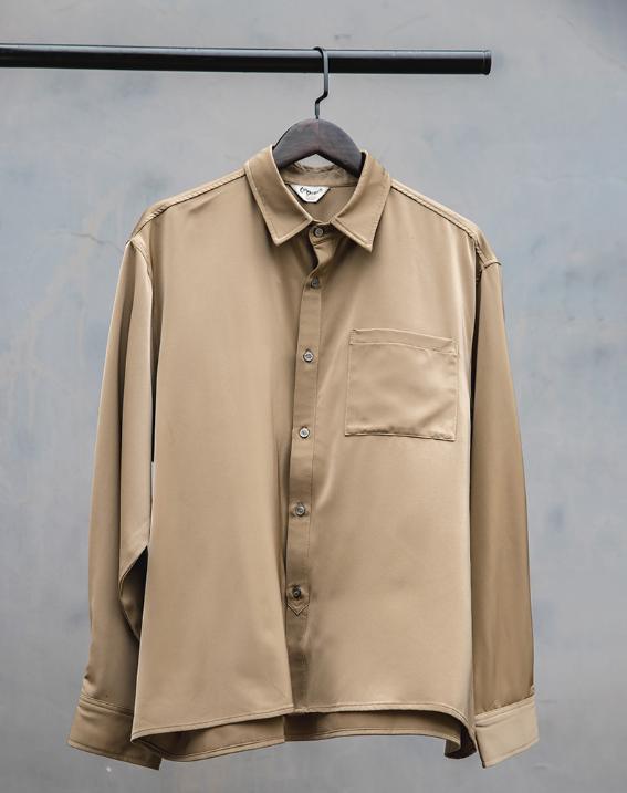 Solid Textured Patchwork Breast Pocketed Shirt