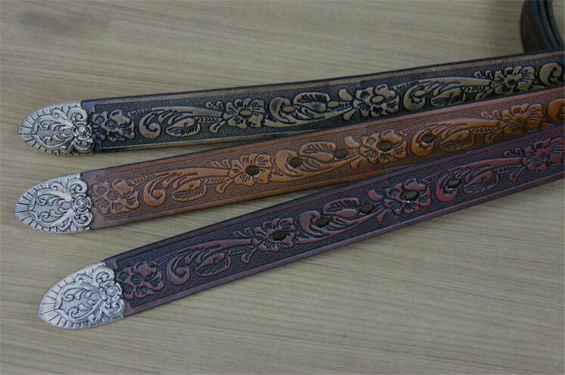 Vintage Carving Art Men Leather Belt