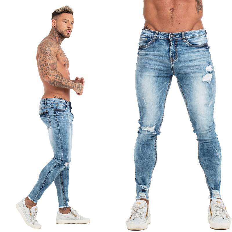 Blue Slim Fit Bottom Ripped Skinny Style Men Jeans - FanFreakz