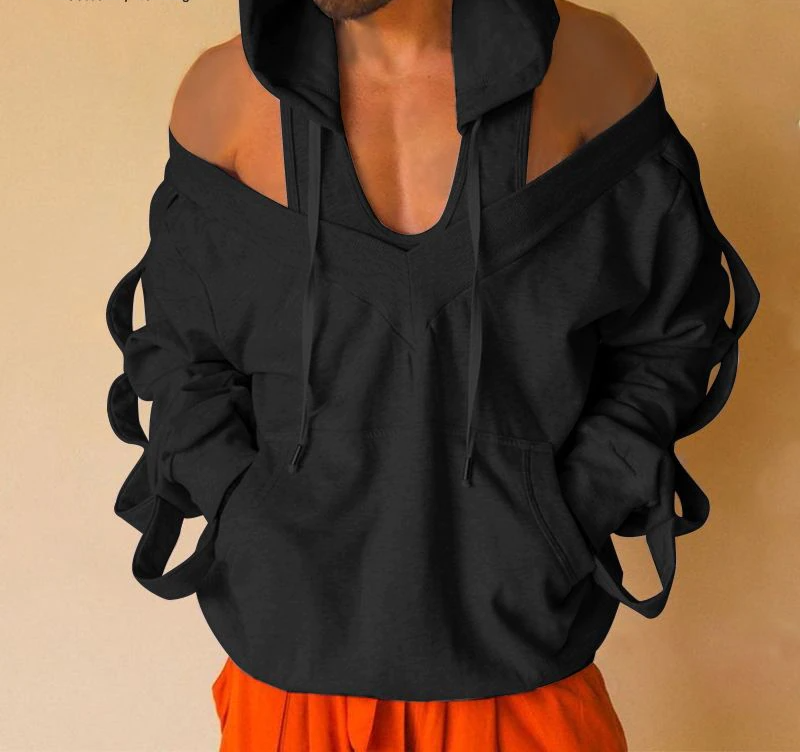 Veste à Capuche Hands Hollow Cut Off Shoulder