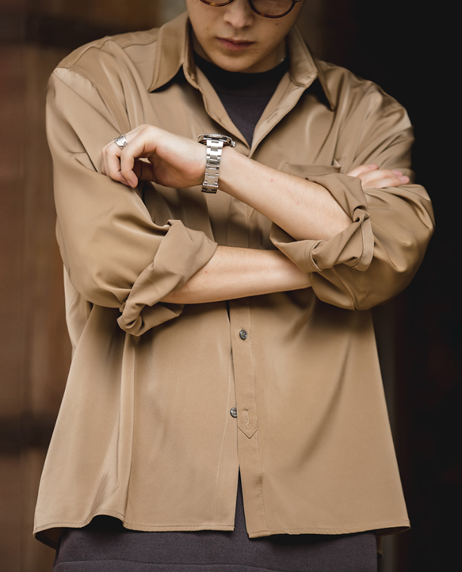 Solid Textured Patchwork Breast Pocketed Shirt