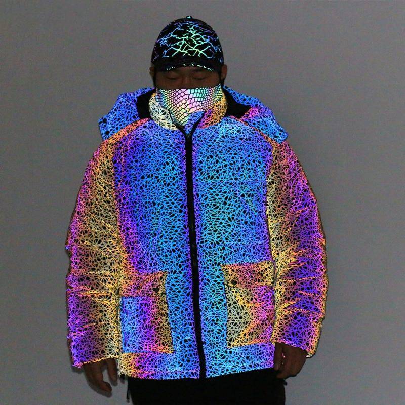 Colorful Line Pattern Winter Reflective Jacket