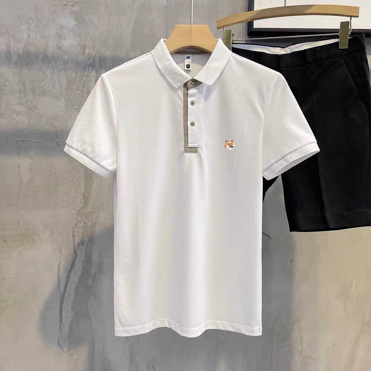 Fox Embroidery Patch Cotton Polo Shirt