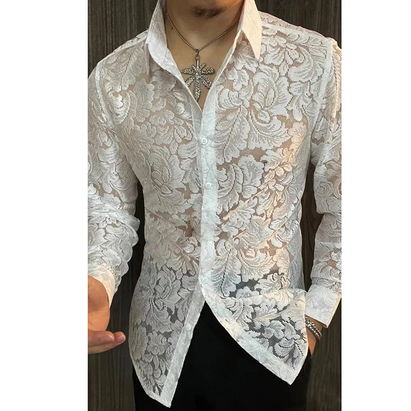 Slim Fit Semi-Transparent Long Sleeved Shirt