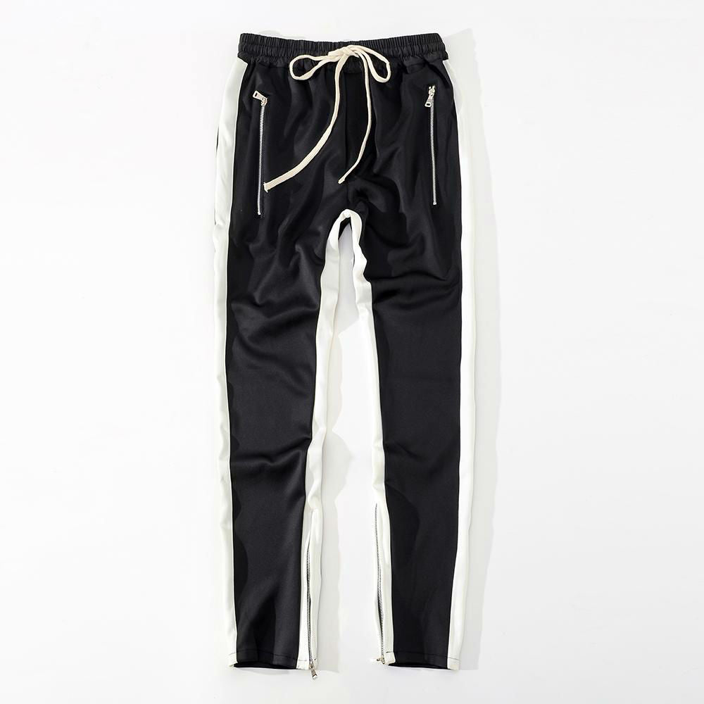 Bottom Zipper Detail Men Side Stripe Jogger Pants - FanFreakz