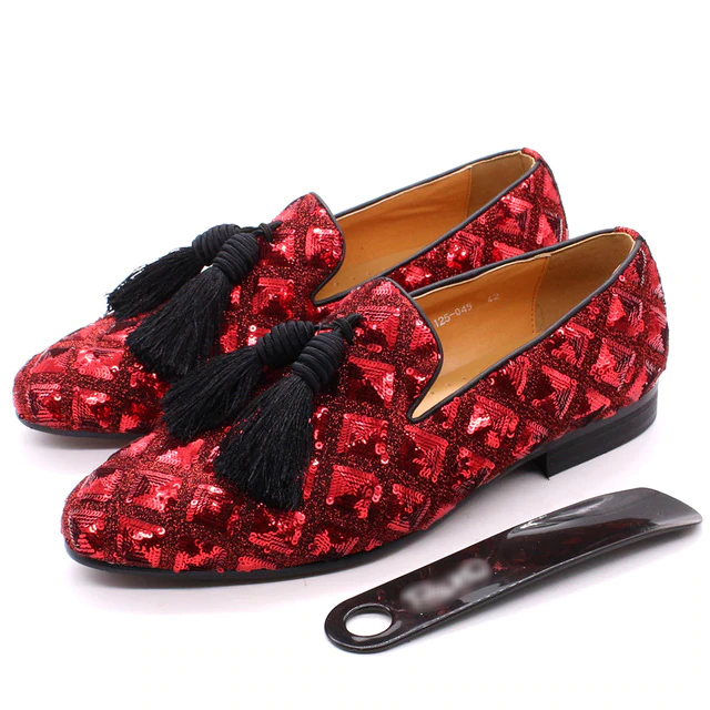 Big Tasseled Men Sequins Loafer Shoe