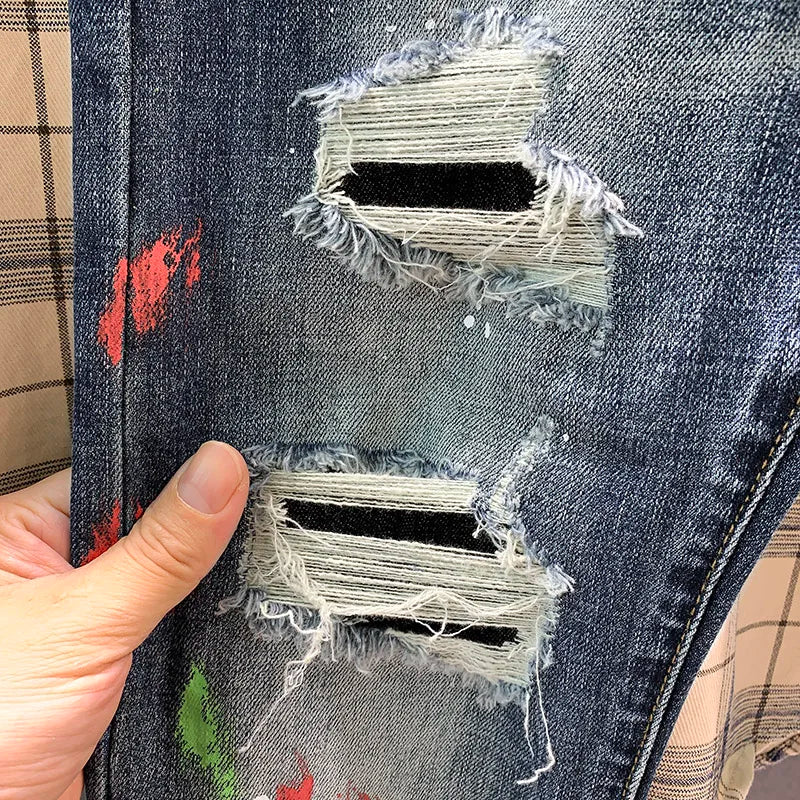 Spray Paint Graffiti Ripped Jeans