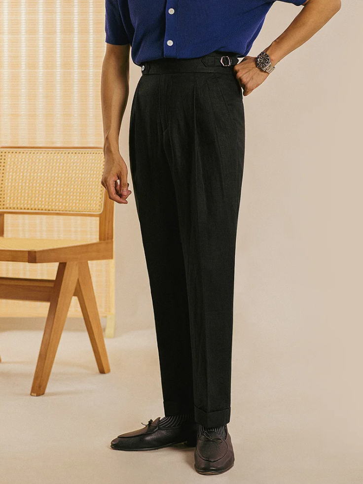Linen Retro Casual High Waist Trousers
