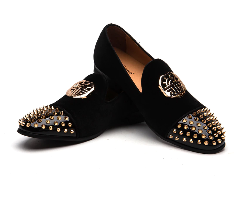 Remaches en el dedo del pie con cadena de metal casual Hombres Mocasines Zapatos