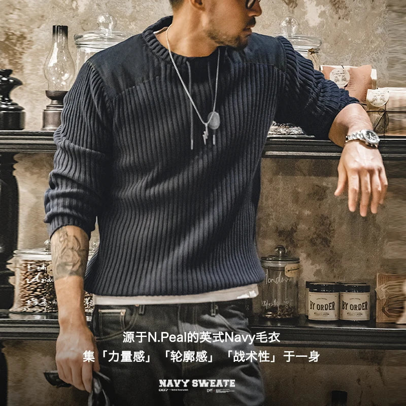 Vintage Vertical Stripes Splicing Sweater