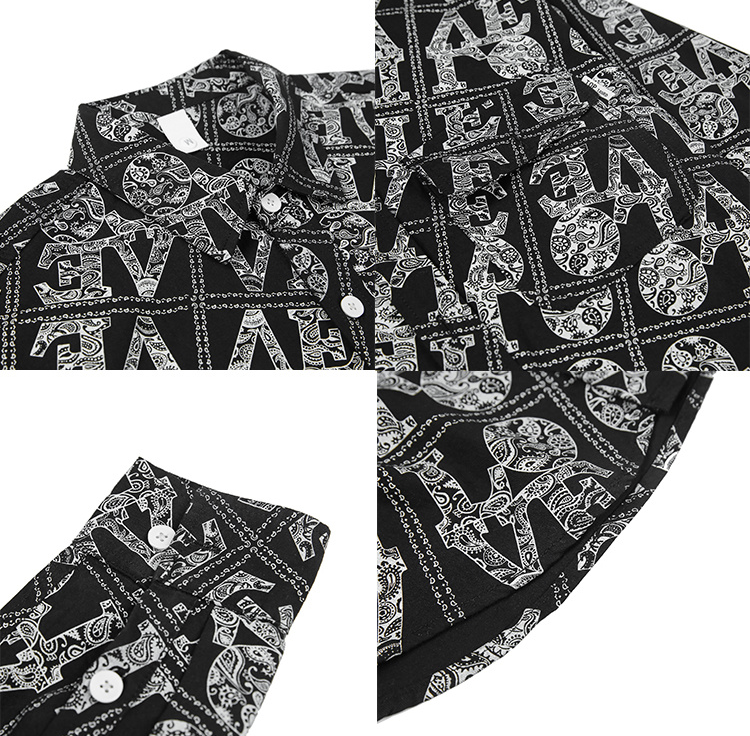 Slanted Paisley Love Letters Decorated Shirt