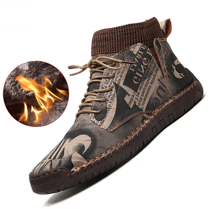 Bottines en daim épais et chauds en peluche