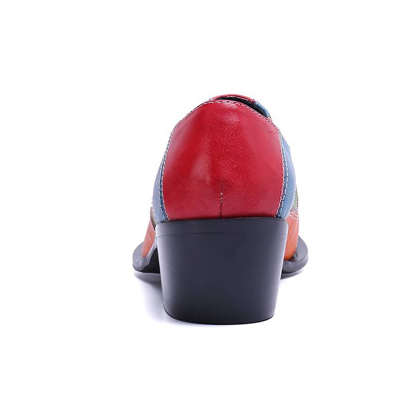 Colour Split in Pointed Metal Toe High Heels Men Shoes