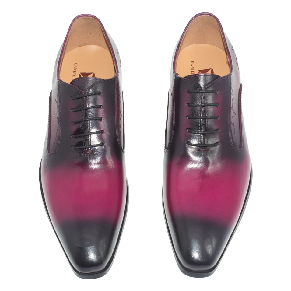 Pointed Toe Oxford Violet Formal Style Men Shoes