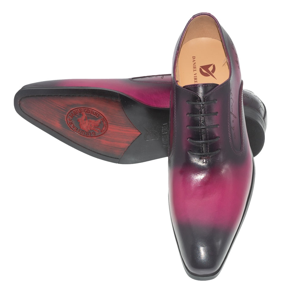 Pointed Toe Oxford Violet Formal Style Men Shoes