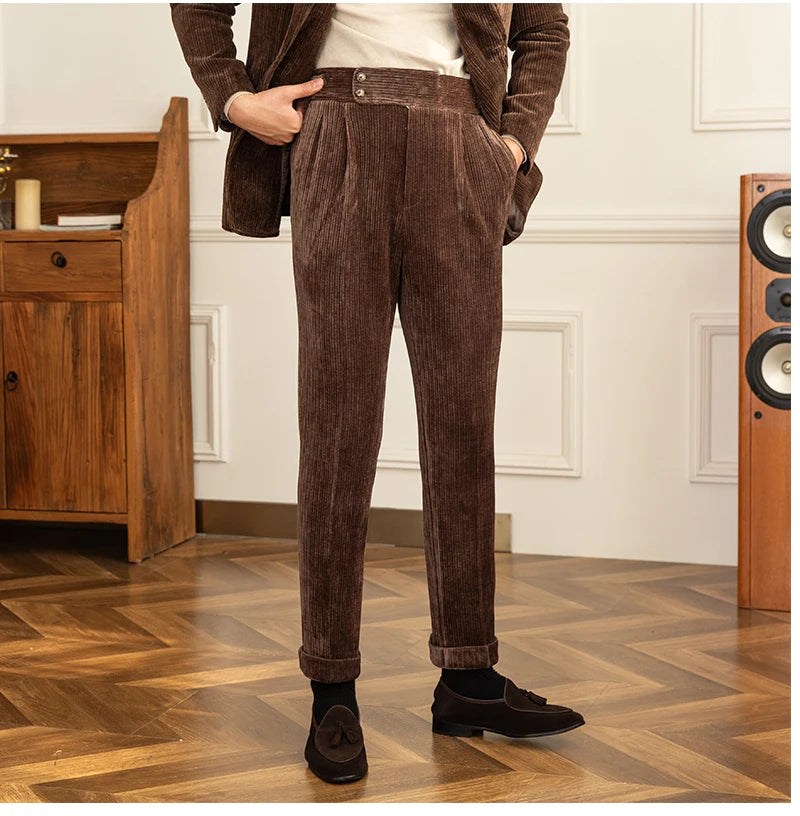 Vertical Stripes Corduroy Trousers