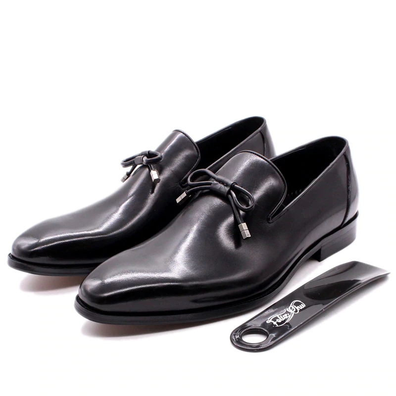 Zapatos de lujo para hombre Cuero genuino Slip On Negro Marrón