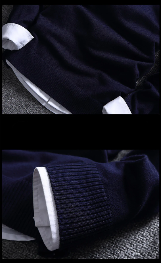 Mild Contrast Strip Knitted Sweaters