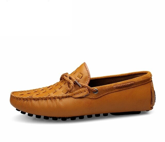 Zapatos náuticos para hombre de estilo plano informal con cuerda de lazo de cuero tejido