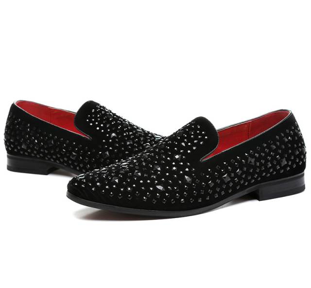 Elegant Rheinstone Suede Men Shoes