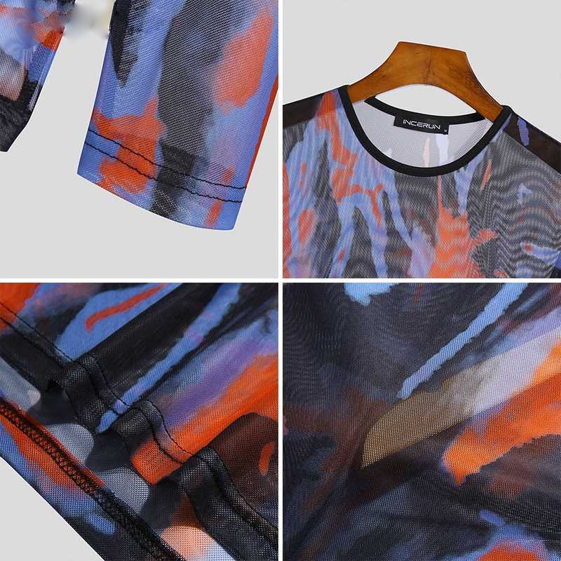 Purple Abstract Sheer T-Shirt