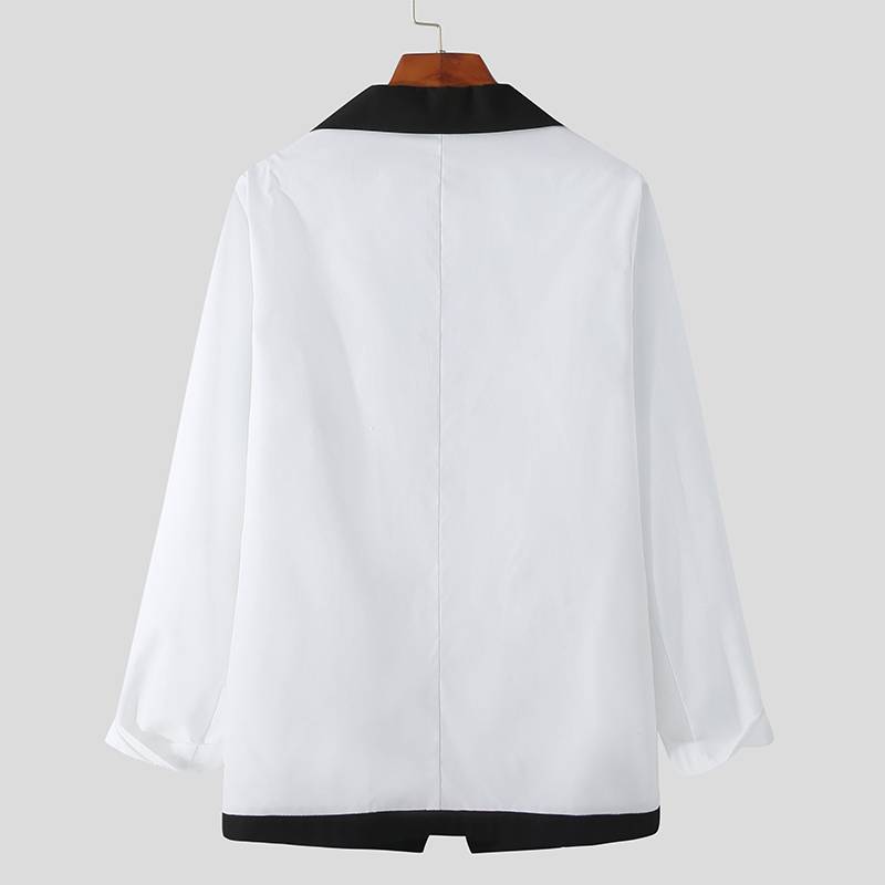 Black White Low Chest Lapel Blazer