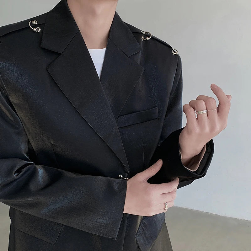 Metallic Rivet Decoration Solid Color Blazer