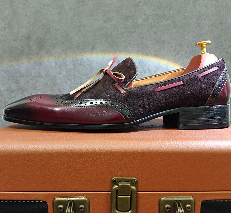 Dark Wine Slip-On Suede Shoes