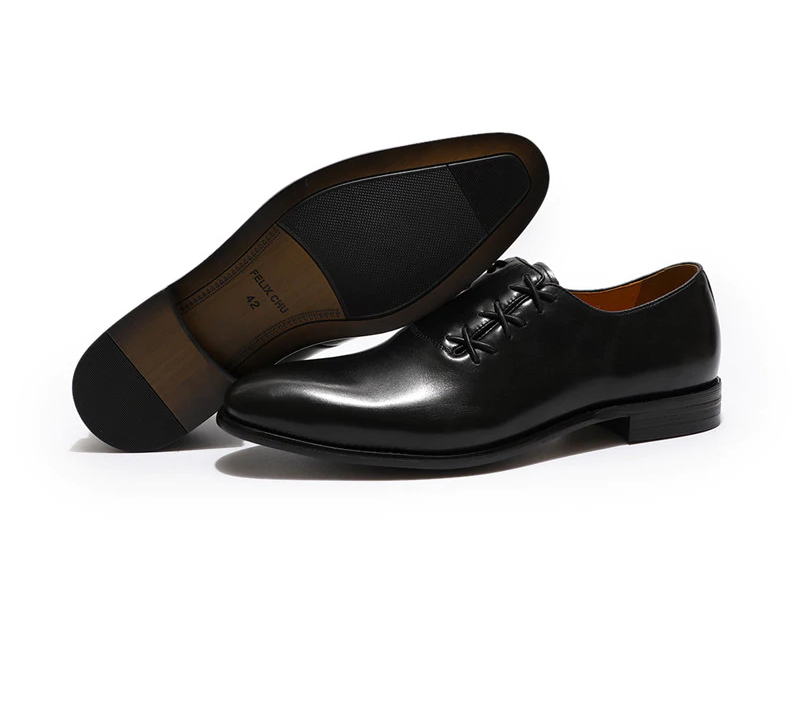 Pointed Toe Genuine Leather Criss Cross Lid Lace Up Style Men Shoes
