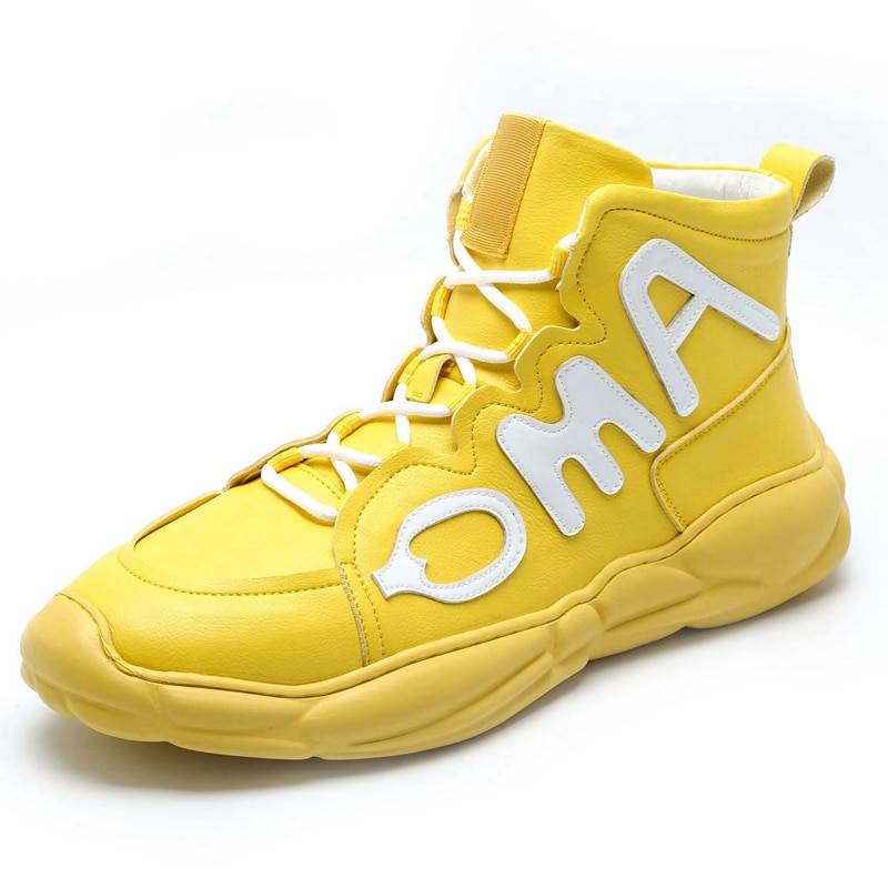 Thick Sole High Top With Letter Patch Style Men Sneaker