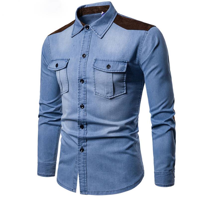 Chemise en jean à manches longues et épaules doublées