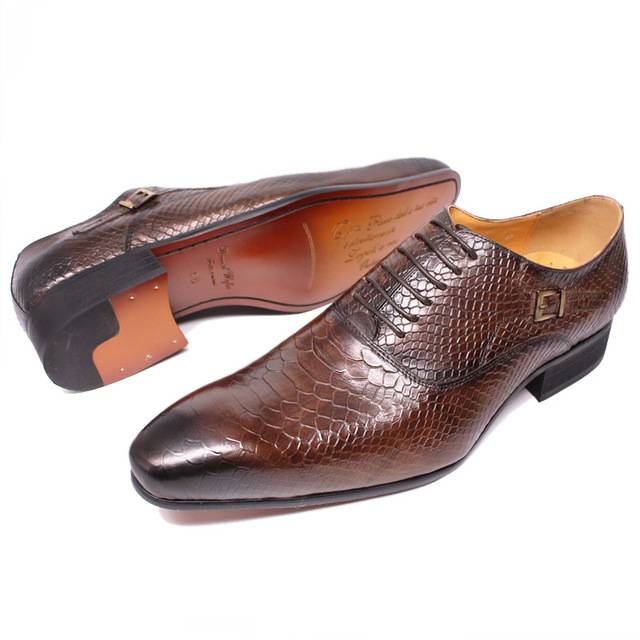 Snake Skin Pattern Leather Pointed Tor Men Oxford Shoes